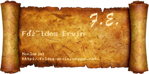 Földes Ervin névjegykártya