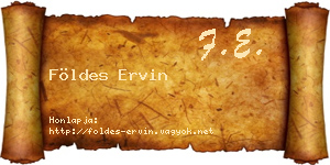 Földes Ervin névjegykártya