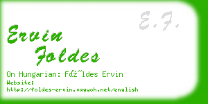 ervin foldes business card